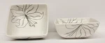 2 Laurie Gates Antilles Square Cereal Salad Soup Bowls White & Black 6 - 1/4". Fixed Price $19.88.