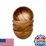 Wrightmart 4 Small Acacia Wood Bowls, Diameter, 2.5 Tall, Hand-carved. Fixed Price $68.09.