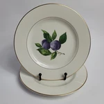 Two Mikasa Court L3132 Salad Plates White With Purple Plums & Green Leaves. Fixed Price $19.95.
