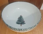 Furio Christmas Tree 10" Serving Bowl, Green Sponge Paint, Very Good. Fixed Price $14.99.