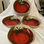 4 Crate And Barrel Red Roma Tomato Pasta Bowls 8.5. Fixed Price $55.00.