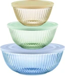 Colors Tinted (, Full Set) Sculpted Glass Mixing Bowls With. Fixed Price $34.99.