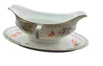Hutschenreuther Bavaria Gravy Boat Attached Underplate Gold Scrolls Floral Spray. Fixed Price $62.29.