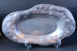 Silver Tone Metal Abstract Bowl/platter, 20" X 11.5", Made India, Ihi, Rustic. Fixed Price $24.99.