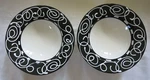 Ann Mallory Americaware Black White Swirl Modern Rim Soup Cereal Bowls Set Of 2. Fixed Price $49.99.