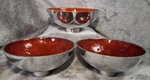 Crate & Barrel Red Enamel 3PC Pedestal Cereal Dish Bowls Mid Century Modern. Fixed Price $24.99.