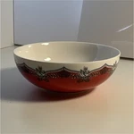 Solids Floral Ceramic Soup Bowl Red White Black Microwave Dishwasher Safe. Fixed Price $17.00.