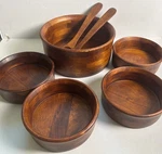 Rubberwood Salad Bowl: Woodard & Charles 7-PIECE Set. Fixed Price $28.00.