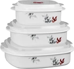 Corelle Reston Lloyd 6-PIECE Microwave Steamer Storage Set 3 Kyoto Leaf Rare. Fixed Price $135.20.