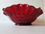 Mosser Glass Ruby Red Grape & Cherry Ruffled Crimped 8 3/4" Bowl #909BLRC. Fixed Price $39.99.