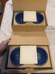 Longaberger Pottery Cornflower Blue Set Of Dessert Bowls. 31234 New. Fixed Price $49.95.