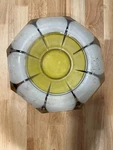 Vintage Indiana Glass Moderne Art Deco Lg Bowl Mcm Yellow, White, And Silver. Fixed Price $35.00.