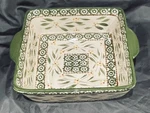Temptations By Tara Old World Green Square 1.5 Qt Casserole Serve Bowl 8 1/4. Fixed Price $24.00.