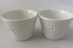 Set Of 2 Crate & Barrel Individual Popcorn Bowls 4 Embossed Farmhouse Portugal. Fixed Price $24.99.
