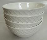 Mikasa Trellis White Fruit Bowls Set Of 4 Bone China 10OZ Dessert Open Box. Fixed Price $29.90.