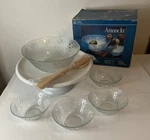 Vintage Anchor Hocking Amanda Seven Piece Salad Set, & 4 Small Bowls Nos. Fixed Price $49.99.