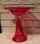 Ruby Red Large Pedestal Fruit Bowl Hand Blown. Fixed Price $29.74.