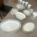 Sango Spanish Lace 3757 China Dinner Service Set Plates Cups Platter Bowl. Fixed Price $250.00.