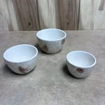 Set Of 3 Boston International Ceramic Nesting Serving Bowls Birch Bark Design. Fixed Price $25.00.