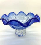 Shannon Cobalt Blue/clear Crystal Fruit Bowl/made Poland Ruffled EDGE-10 Wide. Fixed Price $29.00.