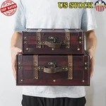 Wooden Vintage Luggage Trunks Set Antique Decorative Storage Boxes Home Us. Fixed Price $92.99.
