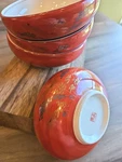 Mid Century Set Of (4) Japanese Porcelain Bowls Gold Blue Bamboo "south Wind". Fixed Price $24.99.