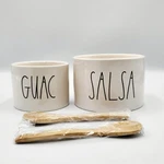 Nib Rae Dunn Artisan Collection By Magenta White Salsa & Guac Ceramic Bowl Set. Fixed Price $17.84.