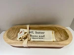Mud Pie Paulownia Bread Bowl With Kitchen Towel 15" X 5.75" 2.25". Fixed Price $19.91.