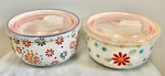 Set Of 2 Signature Houseware Stoneware Covered Bowls Food Storage/ Vented Lids. Fixed Price $24.99.