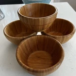 Pampered Chef Wooden Bamboo Snack & Dip Bowls Set Of 4 Beautiful Grain. Fixed Price $20.00.