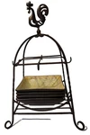 Roscher Wrought Iron With Rooster & 4 Cermic Salad Bowls. Fixed Price $29.99.