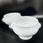 Bistro By Over And Back Lions Head White Porcelain Pedestal Bowl Dish Set 2 Vtg. Fixed Price $28.00.