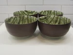 Discontinued Miya Japan Tableware 4 Rice Bowls Brown Green Bamboo Design. Fixed Price $16.99.