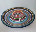 Tabletops Unlimited Havana Colorful Striped Hand Painted Chip & Dip Bowl Platter. Fixed Price $24.99.