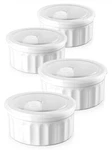 Lifver Set Of 4 Ceramic Storage Bowls With Lids, White, Fluted,. Fixed Price $27.99.