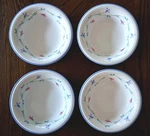 Set 4 Vtg Savoir Vivre Portofino Blue 8" Floral Coupe Soup Bowls. Fixed Price $39.90.