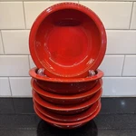 Set 6 - Pier Glazed Rustic Earthenware Lipped Red 7" Soup Cereal Bowls PER91. Fixed Price $99.97.