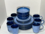 Sango Nova Blue Dishes 10" Dinner Plates 6" Bowls 7.5" Dessert 12OZ Mugs. Fixed Price $12.99.