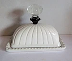 Mud Pie Farmhouse Fancy Door Knob Handle Lidded Butter Dish White Ceramic Rustic. Fixed Price $25.00.