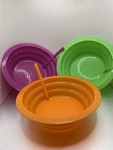 Arrow Plastic Purple , Orange Green Cereal Built In Straw Sip-a-bowl Lot Of 3. Fixed Price $7.99.