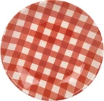 9.5"D Red/white Buffalo Plaid Pattern Round Pasta Bowl Set Of 6 Made In Portugal. Fixed Price $88.93.
