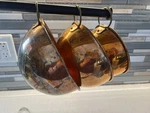 Lot Of 3 Vintage Odi Solid Copper Brass Handle Nesting Mixing Bowl Set. Fixed Price $99.99.