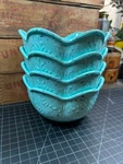 Set Of 4 Pioneer Woman Frontier Speckle Turquoise Stoneware Bowls Scalloped Snow. Fixed Price $29.66.