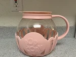Pink Glass Popcorn Bowl Jar Handle & Vented Lid Retro Movie Night. Fixed Price $5.55.