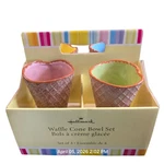 Hallmark Waffle Cone Bowl Set 4 Ice Cream Sundae Cups Ceramic 6" New Open Box. Fixed Price $29.95.