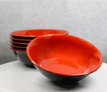 Set Of 6 Red And Black Round Medium Pasta Soup Salad Rice Melamine Bowls 8"D. Fixed Price $43.99.