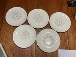 5 Vintage Sevron Carousel Salad Plates 8". Fixed Price $35.99.