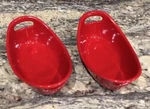 Two (2) Rachael Ray Bright Red 12 Oz Baker Au Gratin Open Handle Stoneware Ex. Fixed Price $24.00.