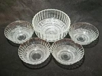Elegant Kig Fleur-de-lis Trellis Pressed Glass Bowls Set Fluted 1 Lg 4 Sm. Fixed Price $39.99.