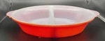 Vintage Glasbake J-239 Red Maid Of Honor Oval Divided Dish 12" X 8.5" Mcm Sears. Fixed Price $26.77.